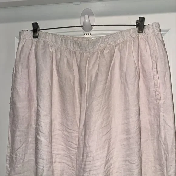 Bryn Walker 1X Womens Pants Linen Pink Pull On Wide Leg Pocket Resort Lagenlook - Picture 4 of 8